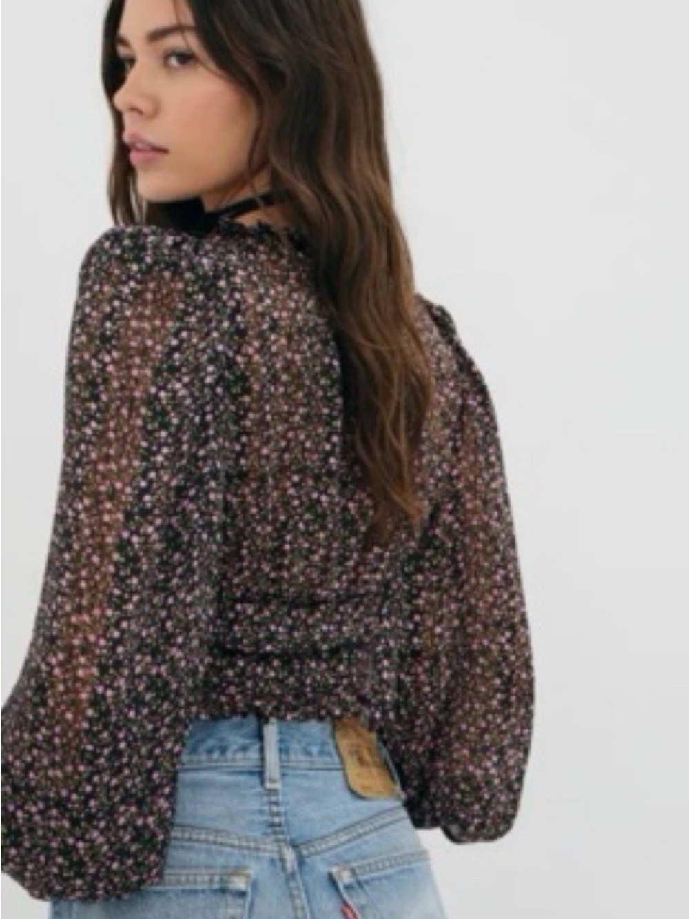 For Love And Lemons Natalie Black Floral Women's Top Size small